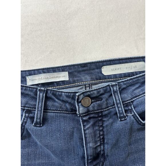 Pilcro And The Letterpress Anthropologie Script Jeans Size 28 Womens Raw Hem Med - Picture 2 of 8